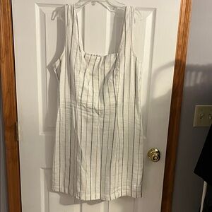 Old Navy White and Black Striped Linen Dress